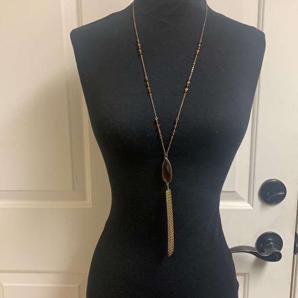 Jewelry - Necklace, Golden brown beads with gold